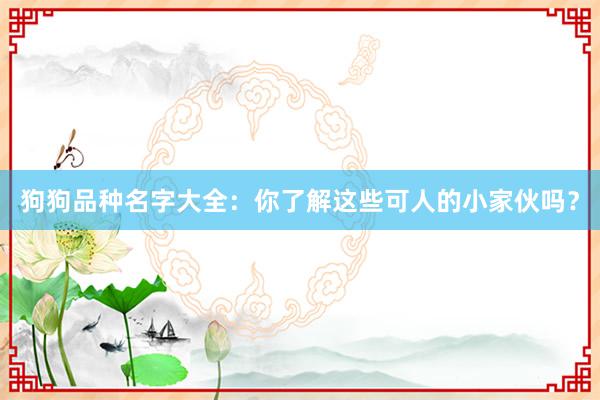 狗狗品种名字大全：你了解这些可人的小家伙吗？